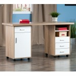 Kenner 3-Pc Modular Desk Set, Reclaimed Wood and White, 4 drawers