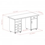 Kenner 3-Pc Modular Desk Set, Reclaimed Wood and White, 4 drawers