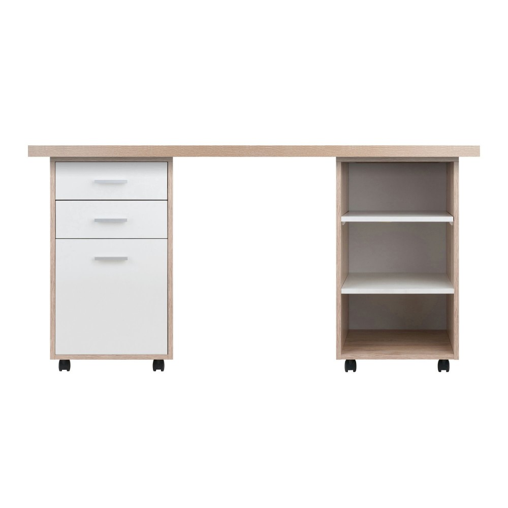 Kenner 3-Pc Modular Desk Set, Reclaimed Wood and White