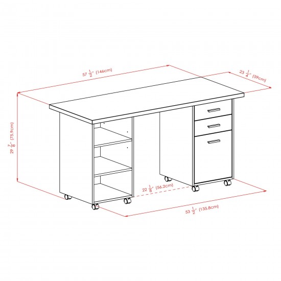 Kenner 3-Pc Modular Desk Set, Reclaimed Wood and White