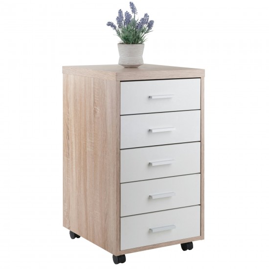 Kenner 5-Drawer Cabinet, Reclaimed Wood and White
