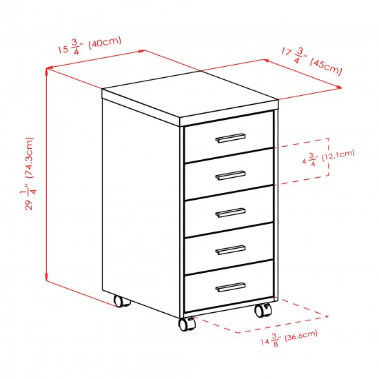 Kenner 5-Drawer Cabinet, Reclaimed Wood and White