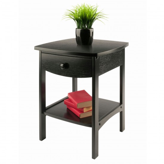 Claire Curved Accent Table, Nightstand, Black