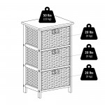 Omaha Storage Rack with 3 Foldable Corn Husk Baskets, Black and Chocolate