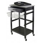 Julia Utility Kitchen Cart, Granite Top, Black