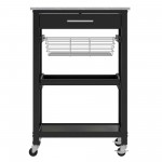 Julia Utility Kitchen Cart, Granite Top, Black