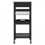 Julia Utility Kitchen Cart, Granite Top, Black