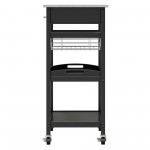 Julia Utility Kitchen Cart, Granite Top, Black