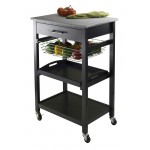 Julia Utility Kitchen Cart, Granite Top, Black