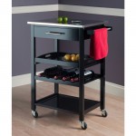 Anthony Utility Kitchen Cart, Stainless Steel Top, Black