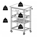 Anthony Utility Kitchen Cart, Stainless Steel Top, Black