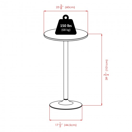 Obsidian 3-Pc Round Pub Table and Round Seat Bar Stools, Black