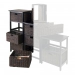 Omaha Storage Rack with 4 Foldable Corn Husk Baskets, Black and Chocolate