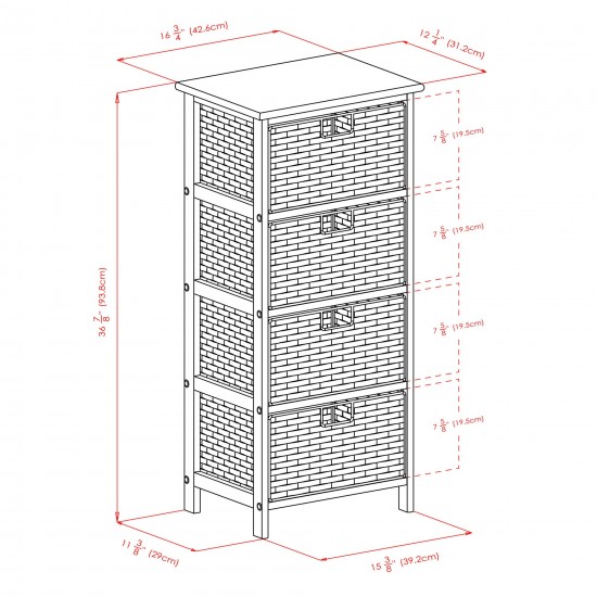 Omaha Storage Rack with 4 Foldable Corn Husk Baskets, Black and Chocolate