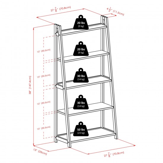 Adam 5-Tier A-Frame Shelf, Black