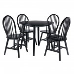 Moreno 5-Pc Drop Leaf Dining Table with Windsor Chairs, Black