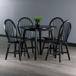 Moreno 5-Pc Drop Leaf Dining Table with Windsor Chairs, Black