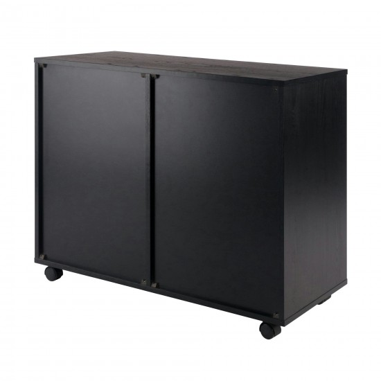 Halifax Wide 2-Door Storage Cabinet, 4-Drawer, Black