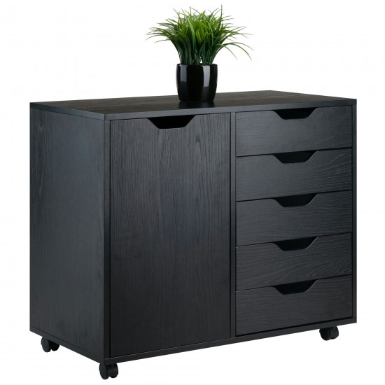 Halifax Wide Storage Cabinet, 5-Drawer, Black