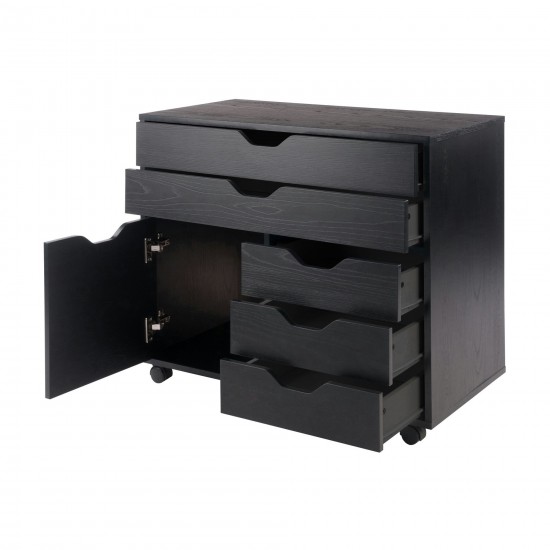 Halifax Wide Storage Cabinet, 3-Small & 2-Wide Drawers, Black