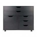 Halifax Wide Storage Cabinet, 3-Small & 2-Wide Drawers, Black