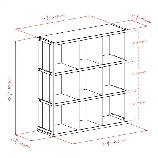 Timothy 7-Pc 3x3 Storage Shelf with 6 Foldable Fabric Baskets, Black & Chocolate
