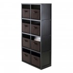 Timothy 9-Pc 4x2 Storage Shelf with 8 Foldable Fabric Baskets, Black & Chocolate