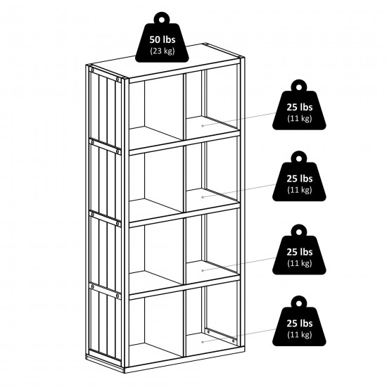 Timothy 9-Pc 4x2 Storage Shelf with 8 Foldable Fabric Baskets, Black & Chocolate