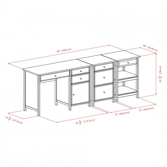 Delta 3-Pc Home Office Desk Set, Black