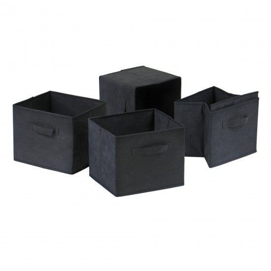 Capri 4-Pc Foldable Fabric Basket Set, Black