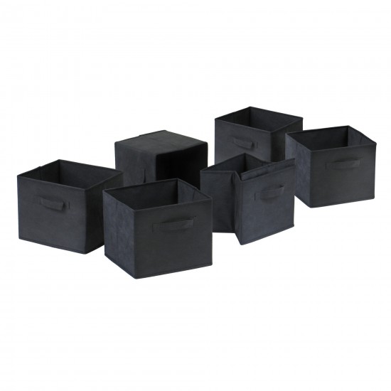 Capri 6-Pc Foldable Fabric Basket Set, Black