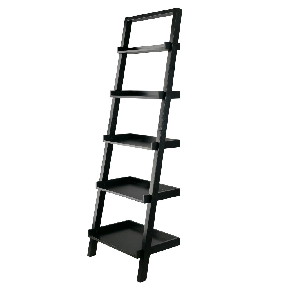 Bellamy 5-Tier Leaning Shelf, Black Bellamy 5-Tier Leaning Shelf, Black