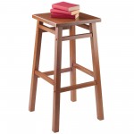 Carter Square Seat Bar Stool, Teak