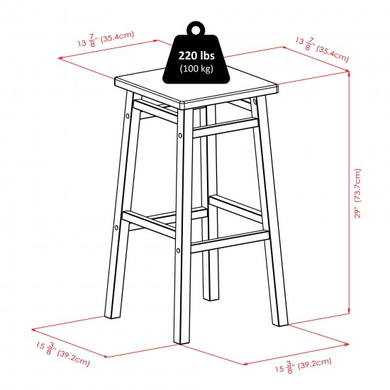 Carter Square Seat Bar Stool, Teak