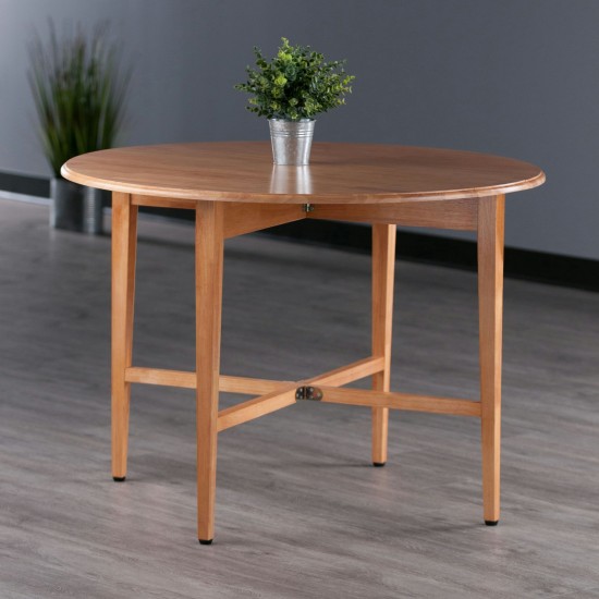 Hannah Double Drop Leaf Round Dining Table, Light Oak