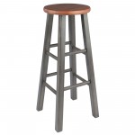 Ivy Bar Stool, Rustic Teak and Gray