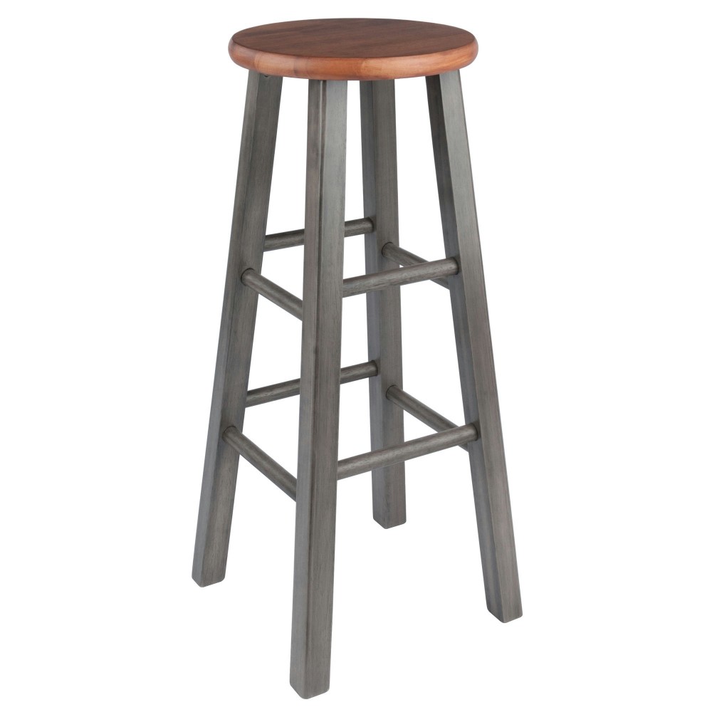 Ivy Bar Stool, Rustic Teak and Gray