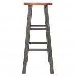 Ivy Bar Stool, Rustic Teak and Gray