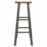 Ivy Bar Stool, Rustic Teak and Gray