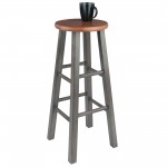 Ivy Bar Stool, Rustic Teak and Gray