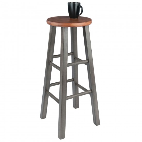 Ivy Bar Stool, Rustic Teak and Gray