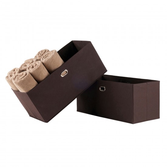 Torino 2-Pc Foldable Fabric Basket Set, Chocolate