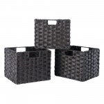 Melanie 3-Pc Foldable Woven Fiber Basket Set (3 squares), Chocolate