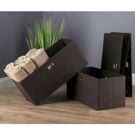 Torino 3-Pc Foldable Fabric Basket Set, Large, Chocolate