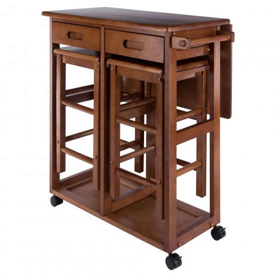 Suzanne 3-Pc Space Saver with Tuck-away Stools, Teak