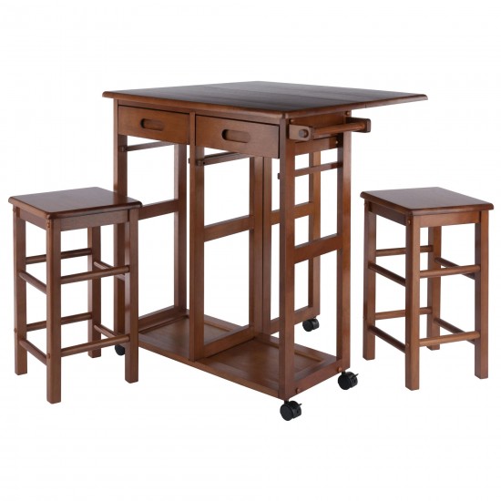 Suzanne 3-Pc Space Saver with Tuck-away Stools, Teak