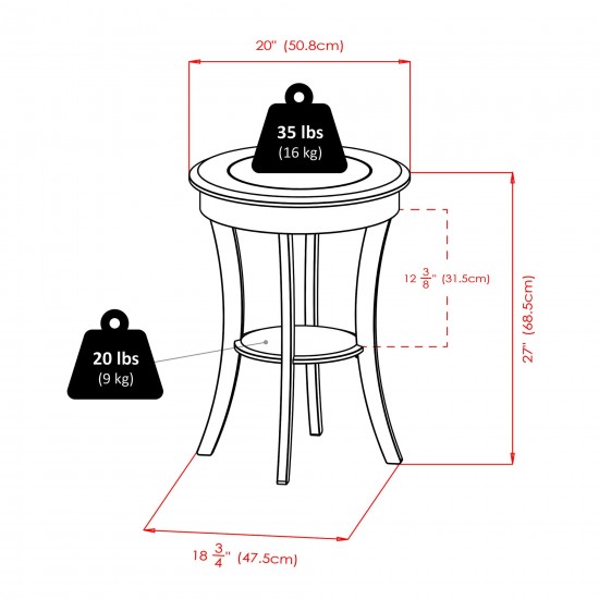 Cassie Round Accent Table, Cappuccino