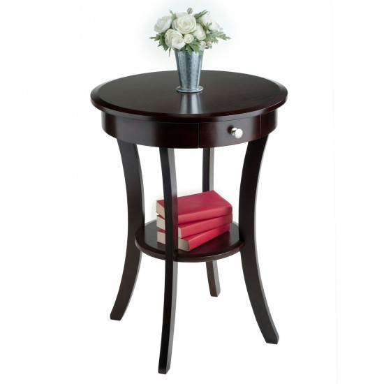 Sasha Round Accent Table, Cappuccino