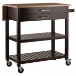 Langdon Kitchen Cart, Drop Leaf, Cappuccino and Natural