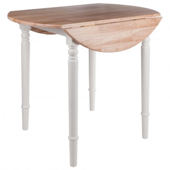 Sorella Round Drop Leaf Table, Natural and White